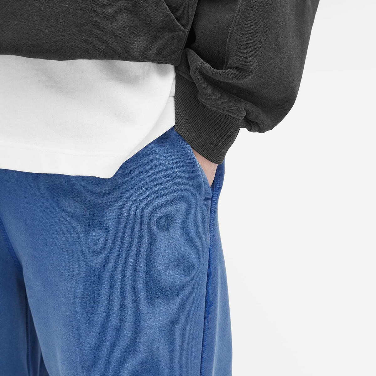 Cole Buxton Men's Distressed Sweat Pants in Washed Cobalt Blue