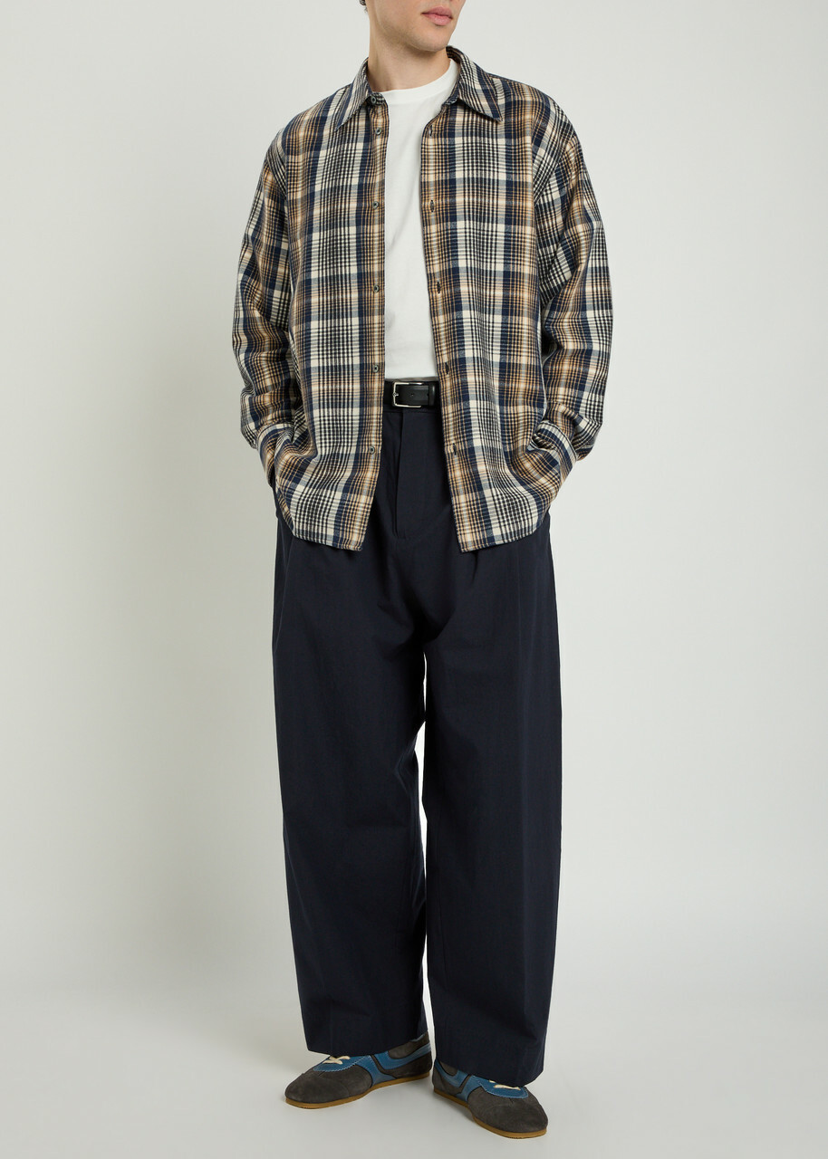 Studio Nicholson Typewriter Straight-leg Cotton-poplin Trousers Navy
