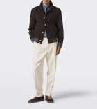 Brunello Cucinelli Cashmere-trimmed leather blouson jacket