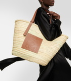 Loewe - Large leather-trimmed basket tote