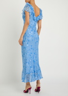 Rixo Meadow Devoré Silk-blend Maxi Dress Blue