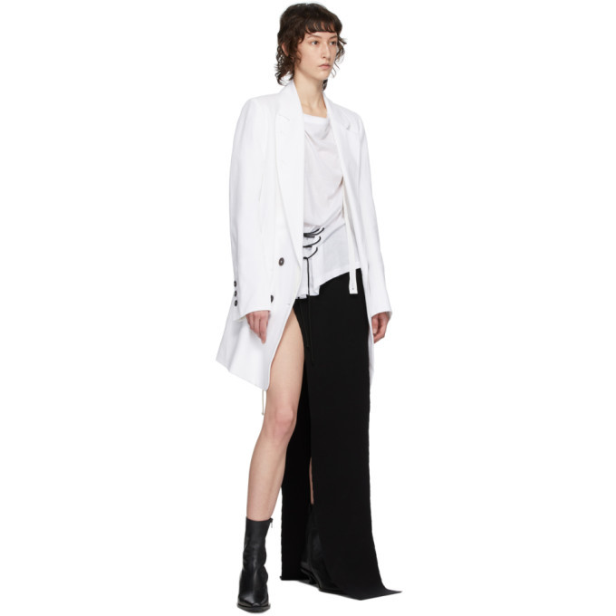 ANN DEMEULEMEESTER white narrow tie 未使用品 Ann Demeulemeester White Tie-Up T-Shirt Ann Demeulemeester