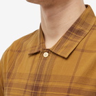 Folk Men's Check Patch Shirt in Tobacco Fine Check