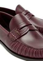 Saint Laurent Logo-plaque Leather Loafers Burgundy