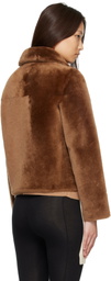 Yves Salomon Brown Shearling Merino Short Jacket