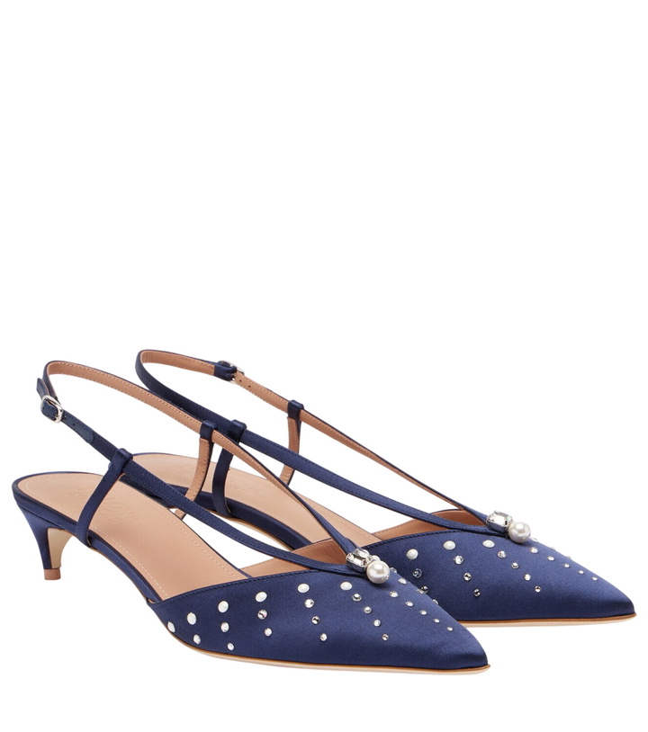 Photo: Malone Souliers Moore 40 embellished satin slingback pumps