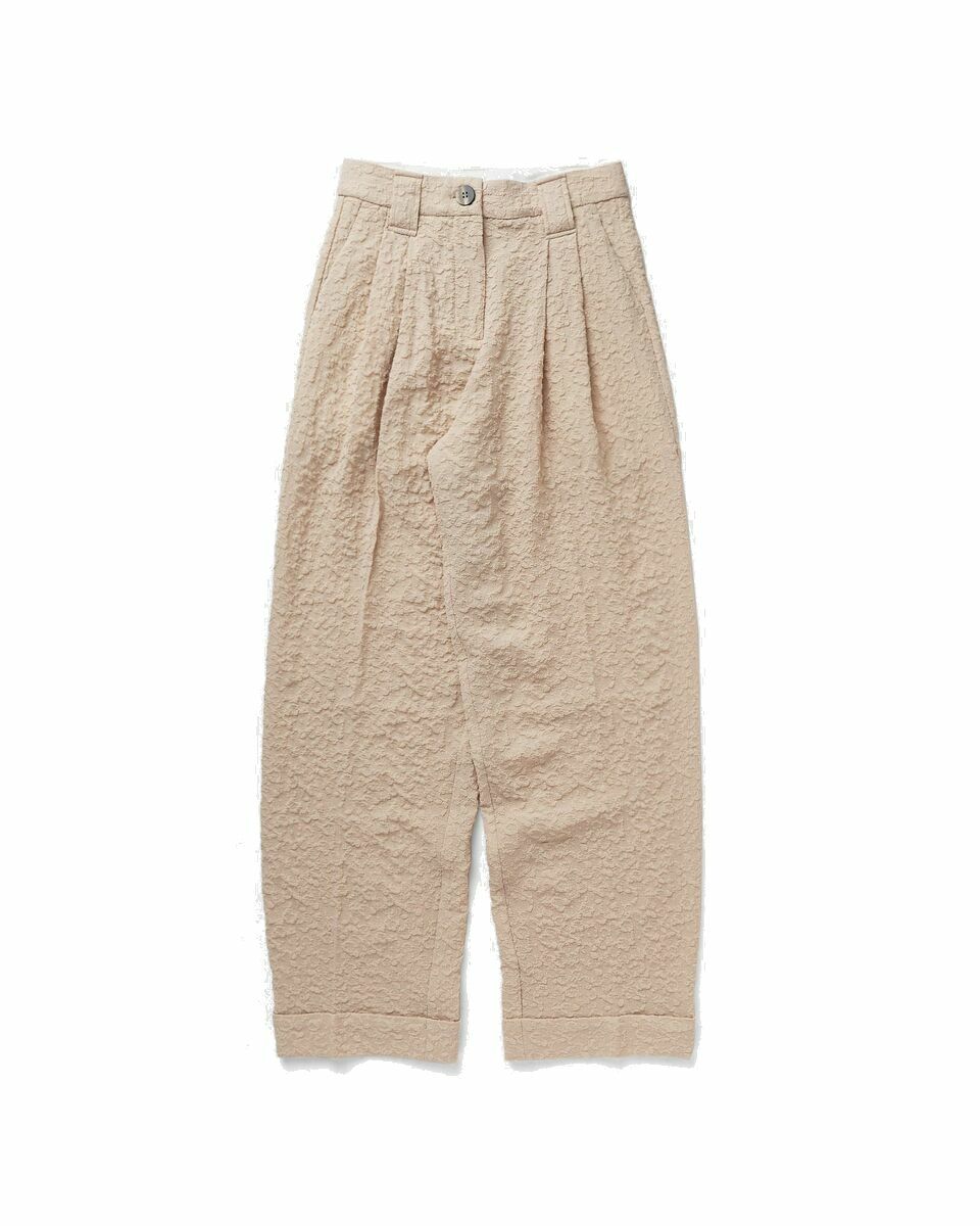 Photo: Ganni Textured Suiting Mid Waist Pants Beige - Womens - Casual Pants