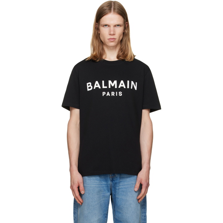 Photo: BALMAIN Black 'Balmain Paris' Print T-shirt