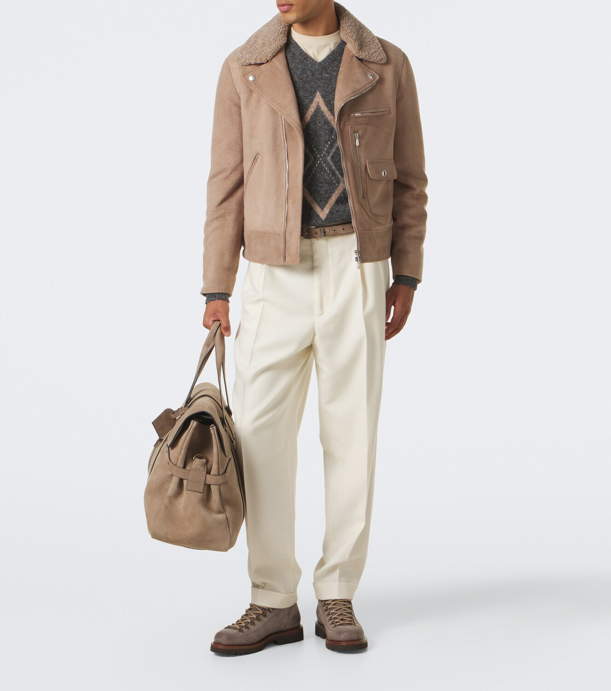 Brunello Cucinelli Argyle alpaca, cashmere, and wool-blend sweater