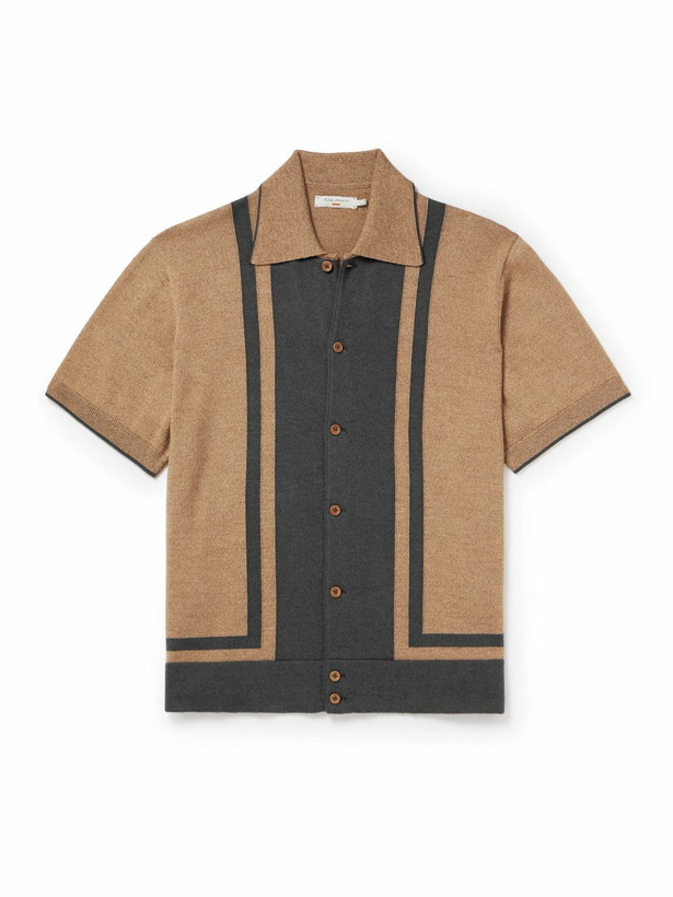 Photo: Nudie Jeans - Fabbe Striped Wool and Cotton-Blend Shirt - Brown