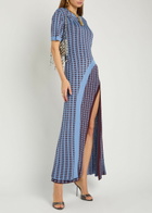 Rabanne Patterned Fine-knit Midi Skirt Blue