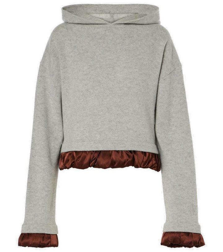 Photo: JW Anderson Cropped satin-trimmed wool hoodie