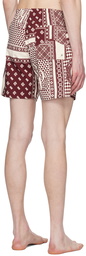 Rhude Red & White Card Print Swim Shorts