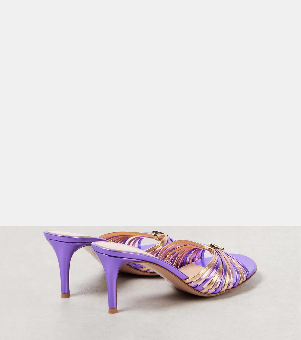 Gianvito Rossi 70 metallic leather mules