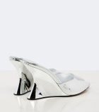 Aquazzura Bisous mirrored leather wedge mules