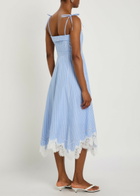 Simkhai Avaleigh Striped Lace-trim Cotton Midi Dress Blue