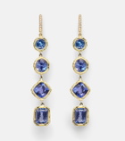Octavia Elizabeth Cascade 18kt gold drop earrings with diamonds and tanzanite