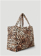 Cabas Leopard Print Quilted Tote Bag in Brown
