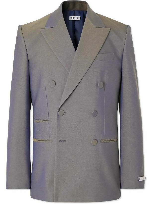 Photo: Burberry - Double-Breasted Wool Blazer - Gray