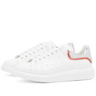 Alexander McQueen Men's Heel Tab Wedge Sole Sneakers in White/Chrome/Lust Red