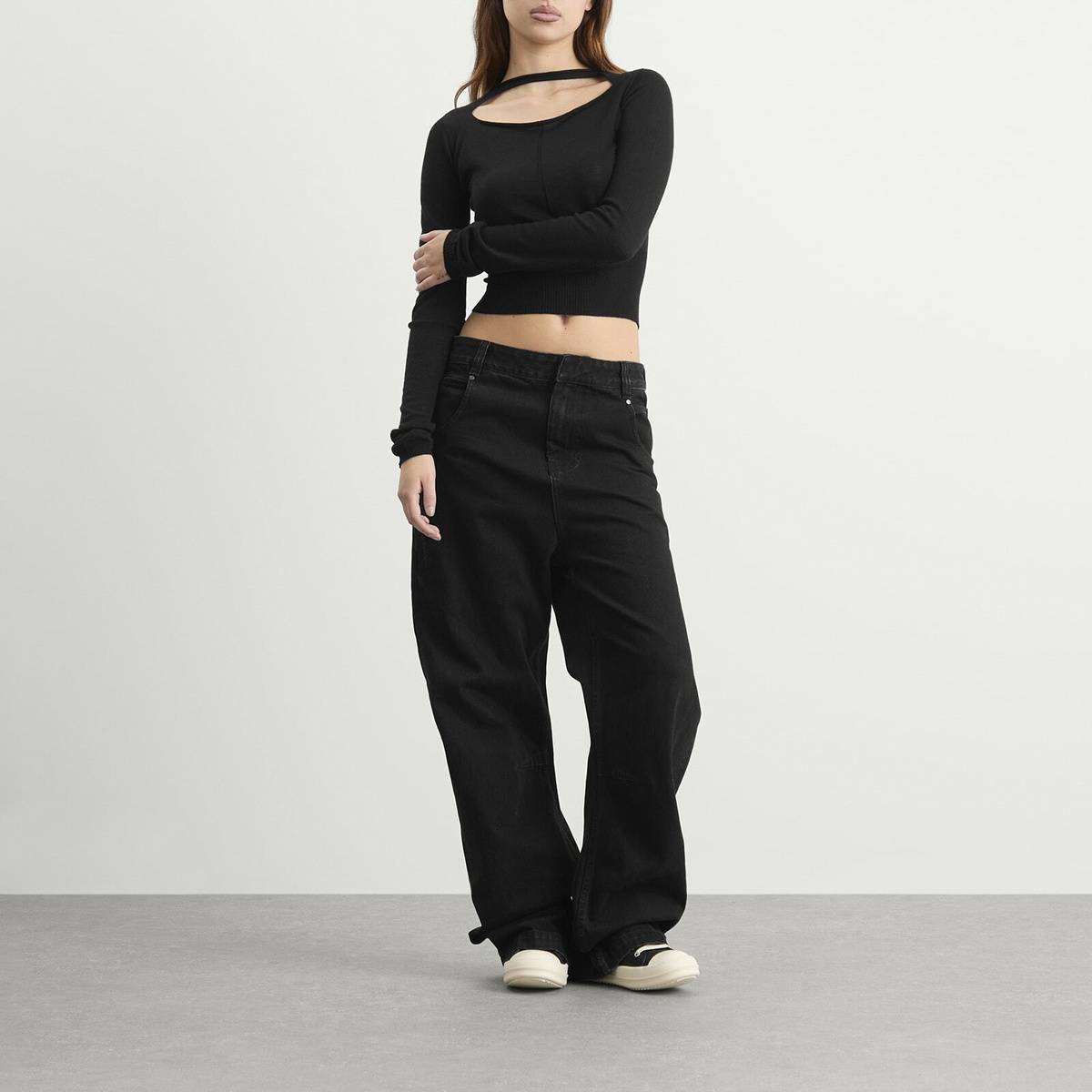 Rick Owens Women's Cropped Pullover Top in Black