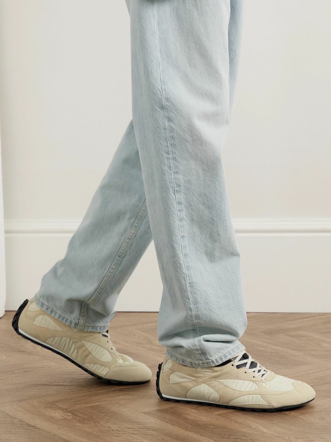 Bottega Veneta - Orbit Leather and Shell-Trimmed Suede Sneakers - Neutrals