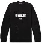 Givenchy - Distressed Logo-Print Cotton-Jersey Sweatshirt - Men - Black