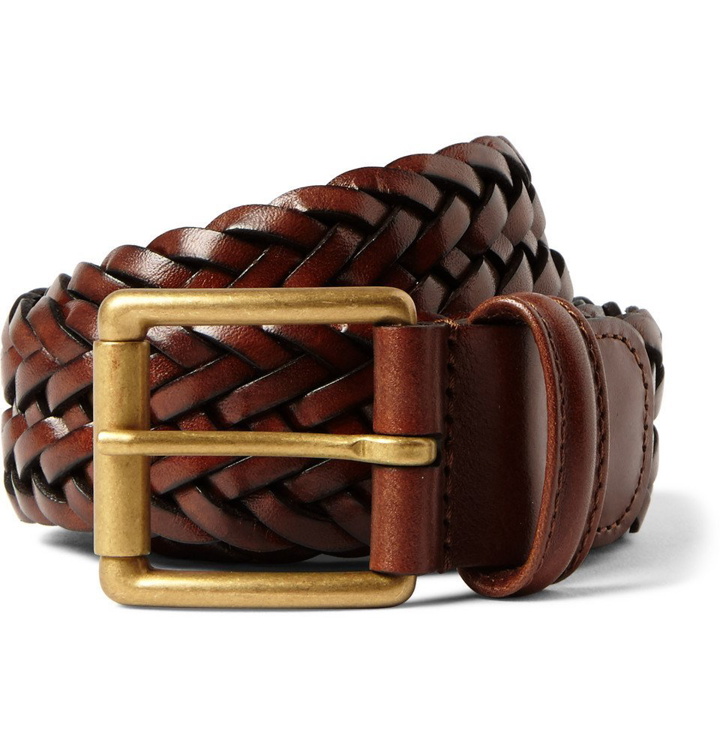 Photo: Anderson's - 3.5cm Brown Woven Leather Belt - Men - Brown
