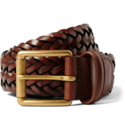 Anderson's - 3.5cm Brown Woven Leather Belt - Men - Brown