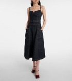 Self-Portrait Belted denim bustier dress