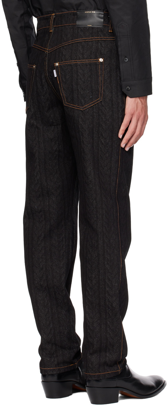 Juntae Kim SSENSE Exclusive Black Gathered Corset Jeans