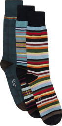 Paul Smith Three-Pack Multicolor Signature Stripe Socks