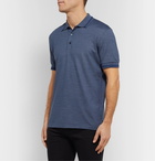 Ermenegildo Zegna - Contrast-Tipped Cotton and Silk-Blend Polo Shirt - Blue