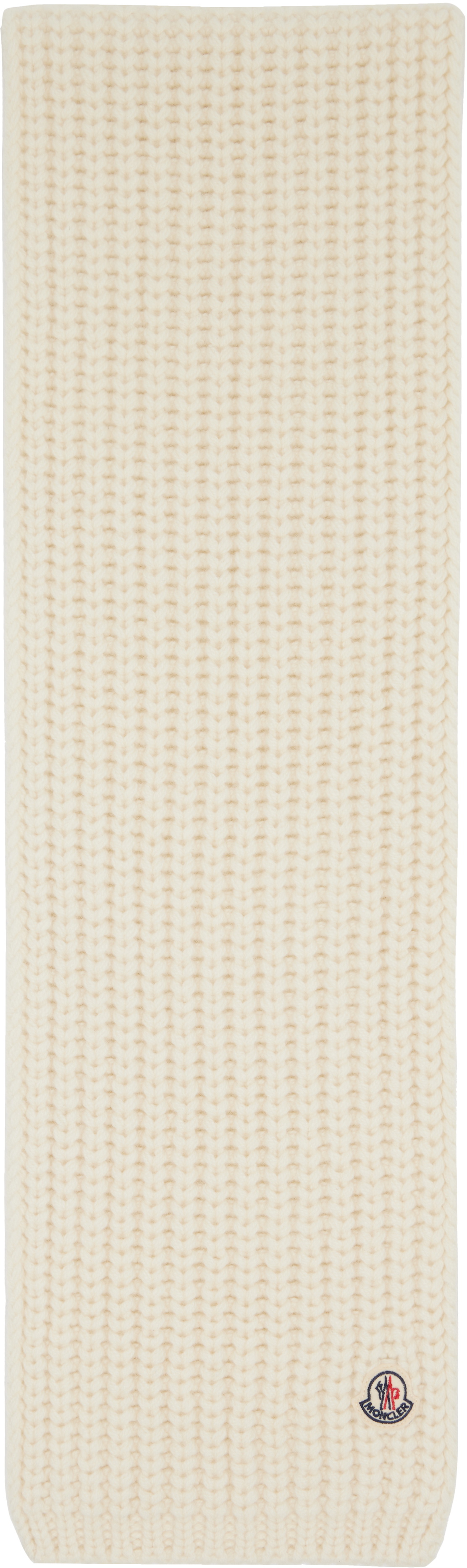 Moncler Off-White Ribbed Scarf