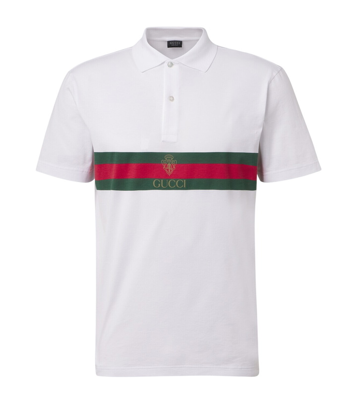 Photo: Gucci Web Stripe cotton jersey polo shirt