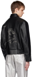 Enfants Riches Déprimés Black Embroidered Leather Jacket