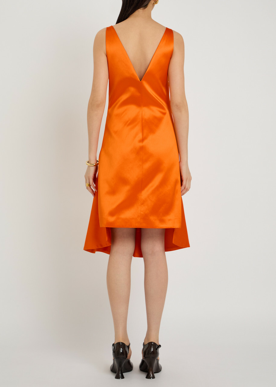 JW Anderson Flared Satin Midi Dress Orange