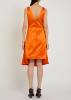 JW Anderson Flared Satin Midi Dress Orange