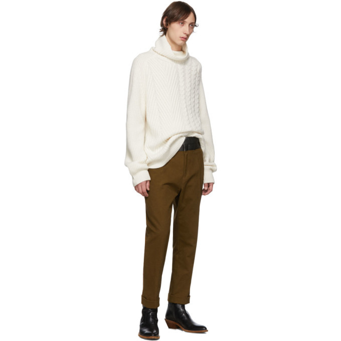 Haider Ackermann White Cable and Rib Knit Turtleneck Haider