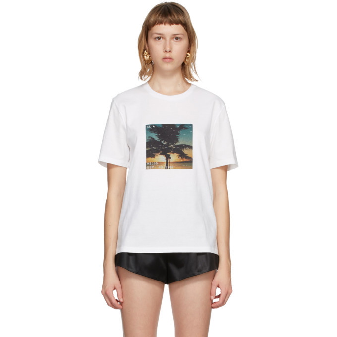 Saint Laurent White VHS Sunset T-Shirt