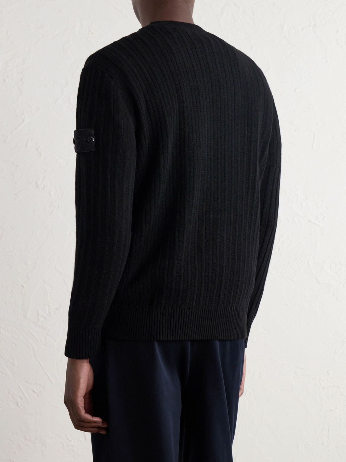 Stone Island - GHOST Ribbed Wool and Cashmere-Blend Sweater - Black