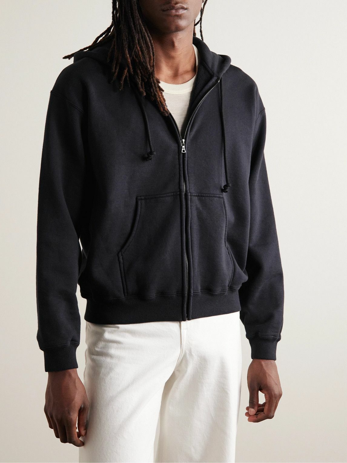 Auralee - Cotton-Jersey Zip-Up Hoodie - Black Auralee