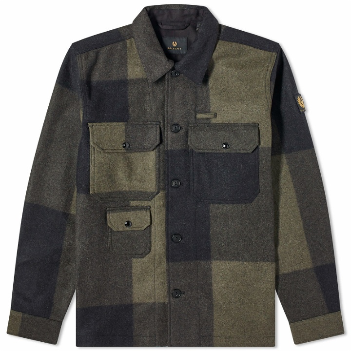 Photo: Belstaff Men's Forge Overshirt in Olive/Charcoal