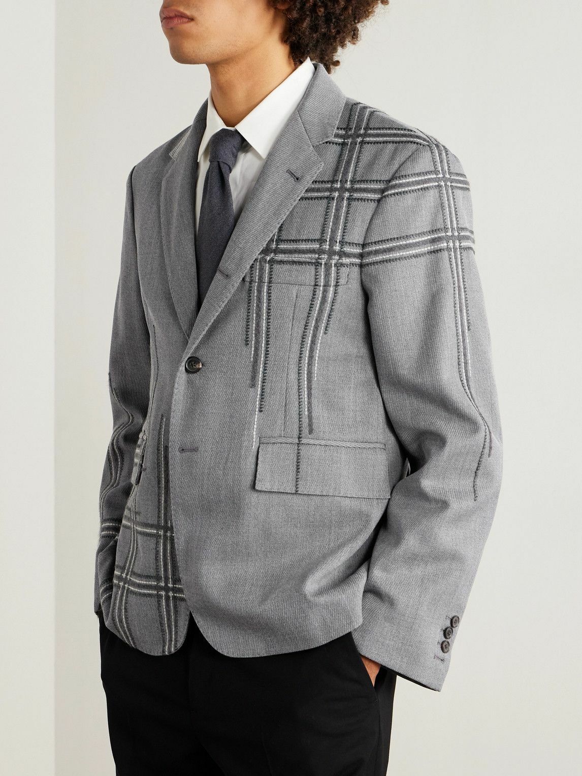 Thom Browne - Unstructured Embroidered Twill Jacket - Gray
