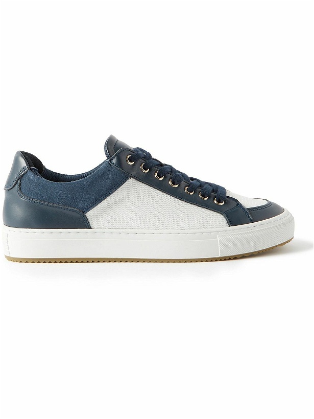 Photo: Frescobol Carioca - Otto Suede-Trimmed Leather and Mesh Sneakers - Blue