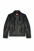 Diesel Leather jacket with embossed Oval D - Leather jackets Mens in Black