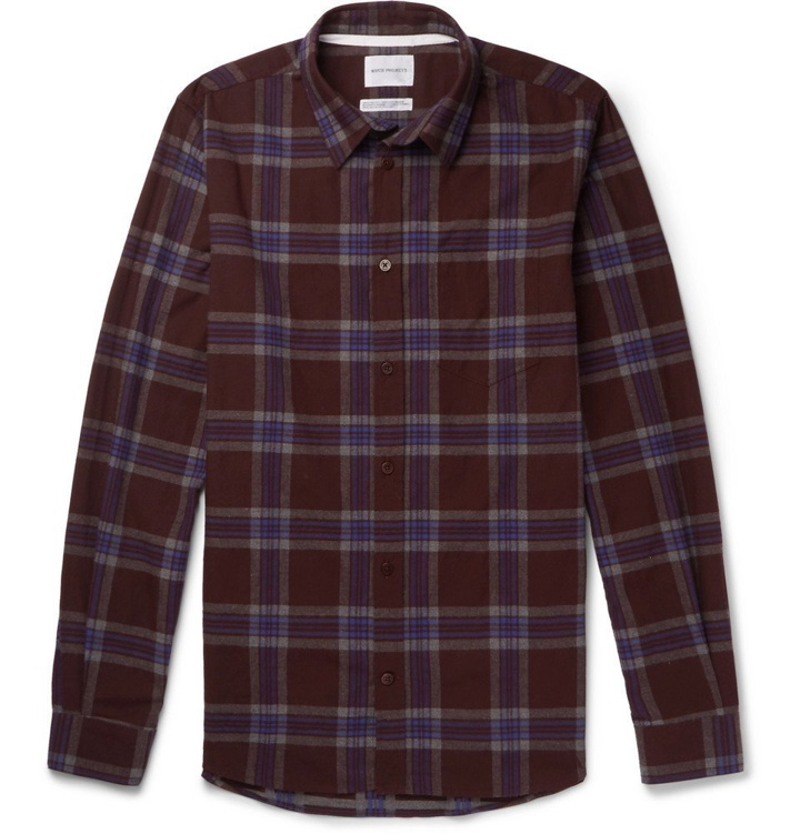 Photo: Norse Projects - Osvald Slim-Fit Checked Cotton-Flannel Shirt - Men - Burgundy