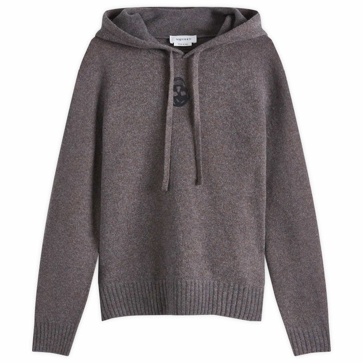 Photo: Alexander McQueen Men's Fade Effect Hoodie in Grey Melange/Rust