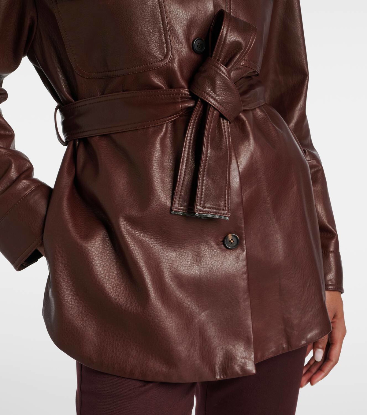 Brunello Cucinelli Belted leather jacket