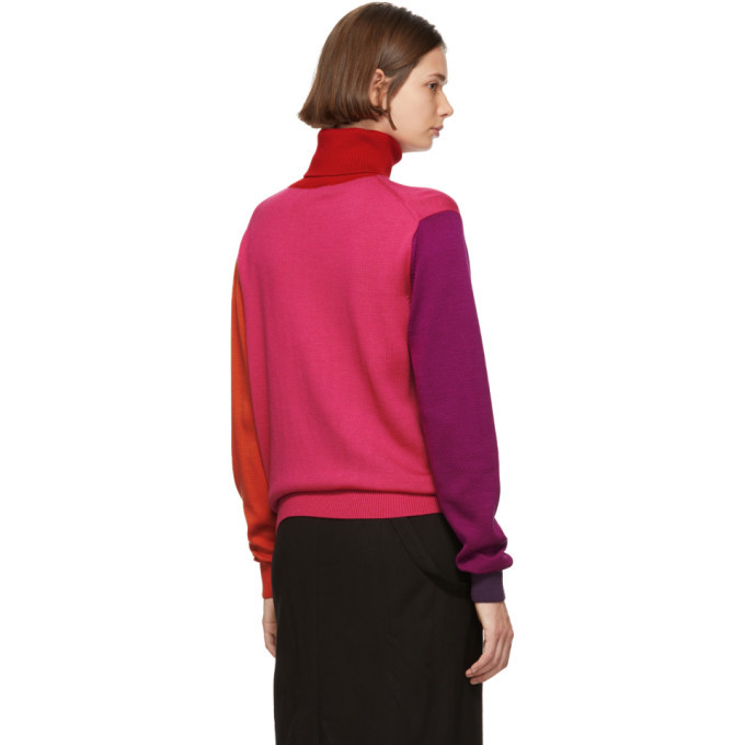 Facetasm Pink Wool Colorblocked Turtleneck